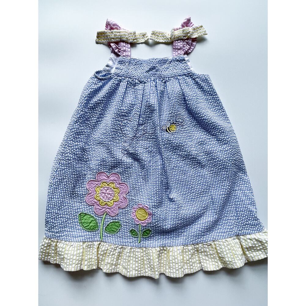 Girl's Blueberi Boulevard Seersucker Bumblebee Sleeveless Spring Dress 4T
